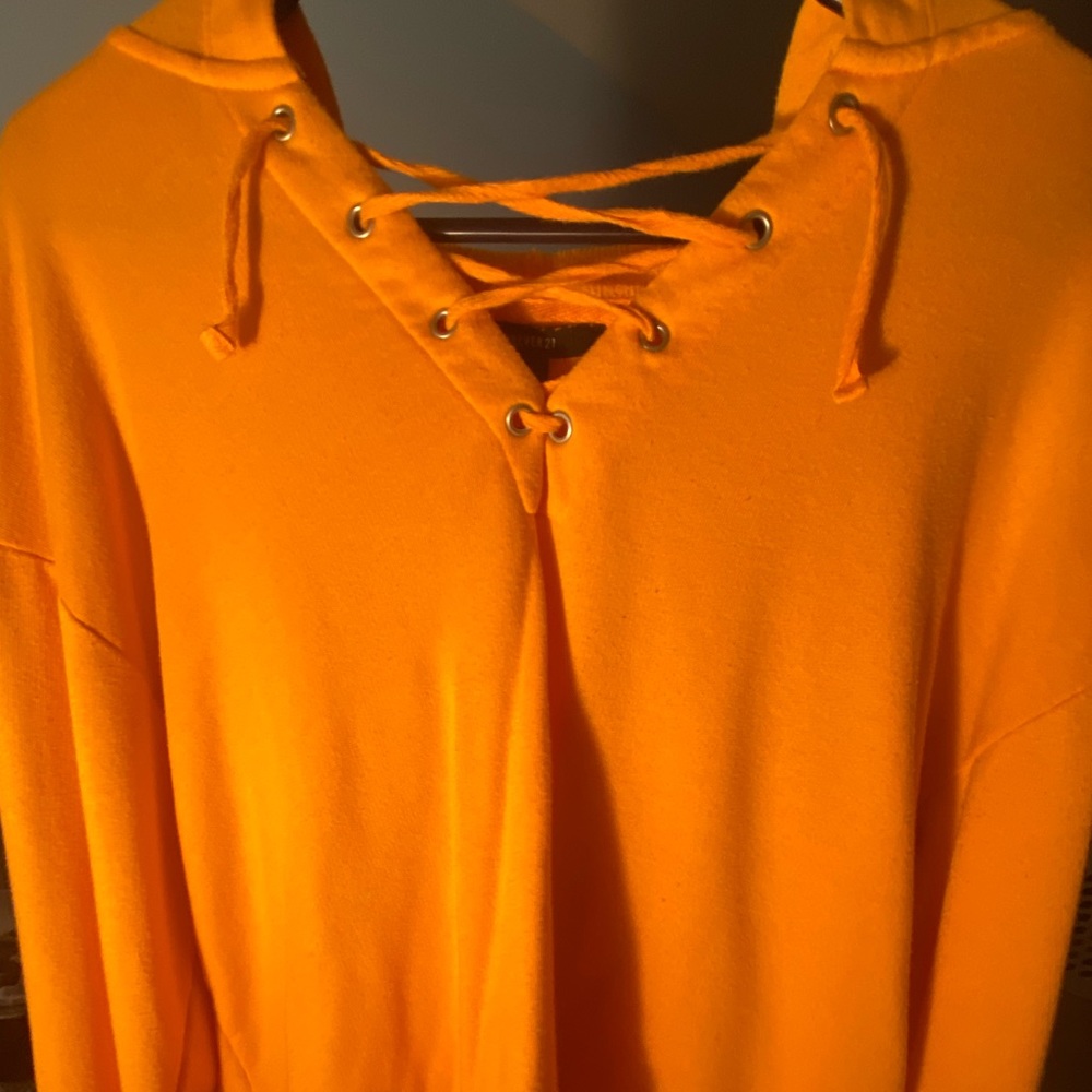 Orange V-neck pull over hoodie 🍊